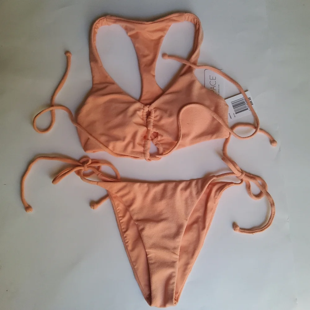 L*Space Terrycloth 2Pcs Bikini Swimsuit Set Dax Top and Lennox Bottom Classic S